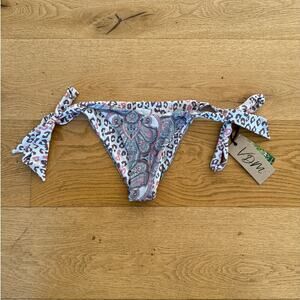 VDM The Label - Reversible Paisley Animal Print Tie Bikini Bottoms in Gray Pink
